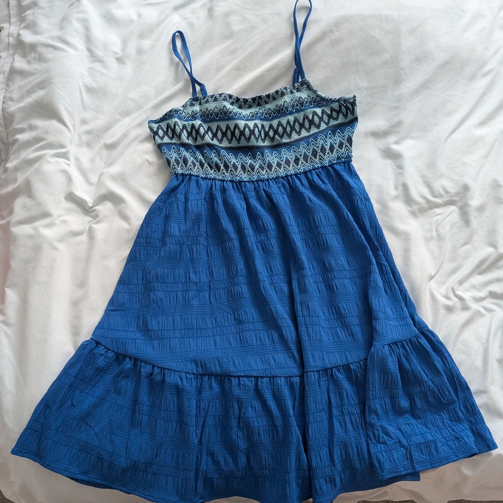 Women's Cupshe Blue Pattern Knee-Legth Dress In Small Excellent Condition